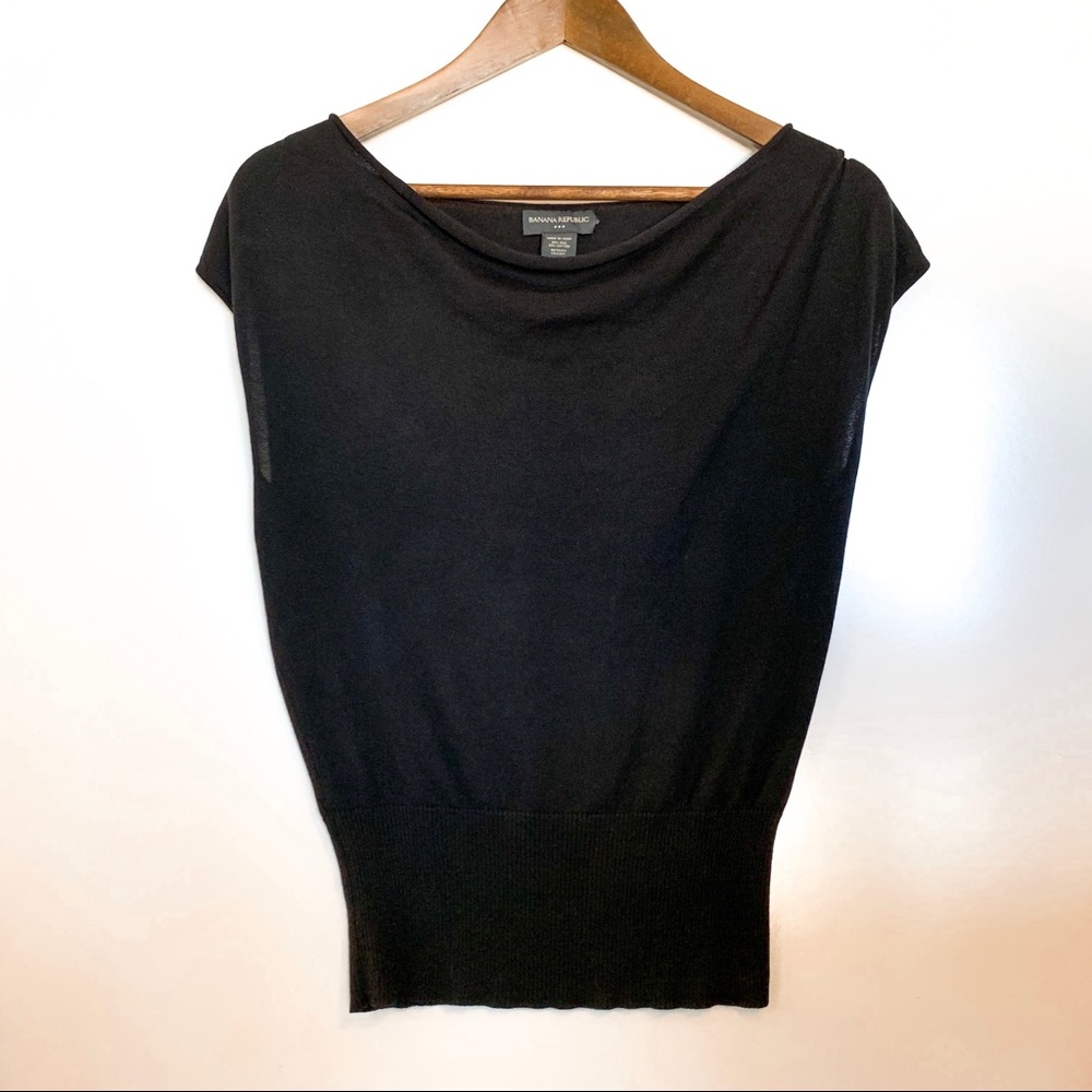 Banana Republic Sleeveless Black Silk Blouse